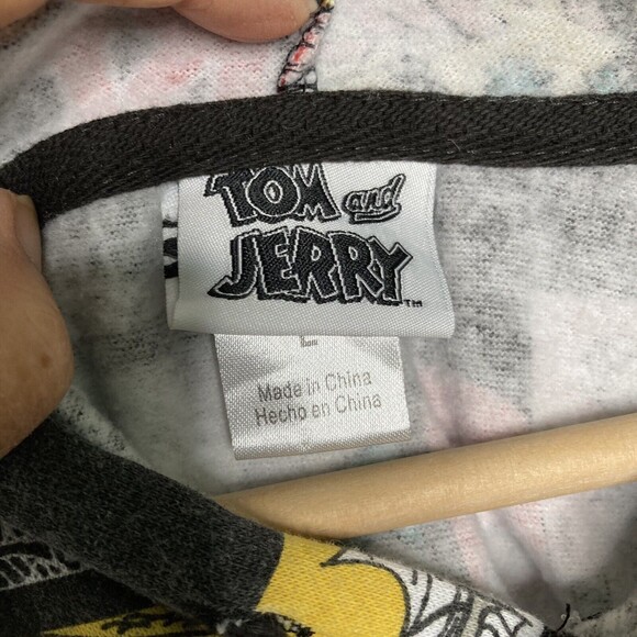 Tom And Jerry Graphic Print Comic All Over Black Pullover Hoodie Size Large L - Picture 12 of 12